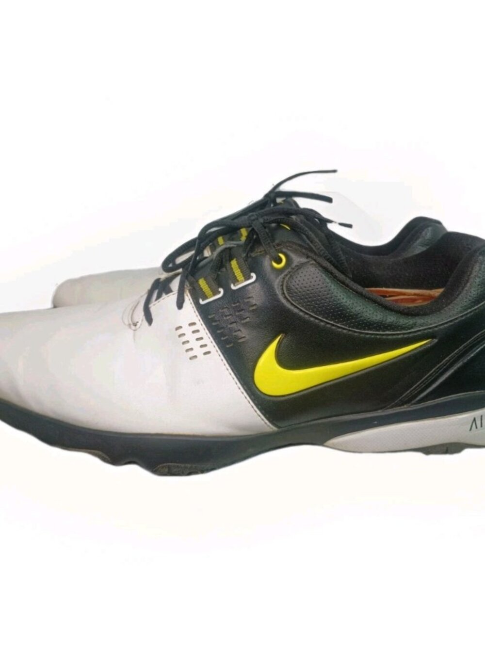 Nike Air Rival III 3 Golf Shoes Size 11.5 White Black Yellow Spiked Pre-owned